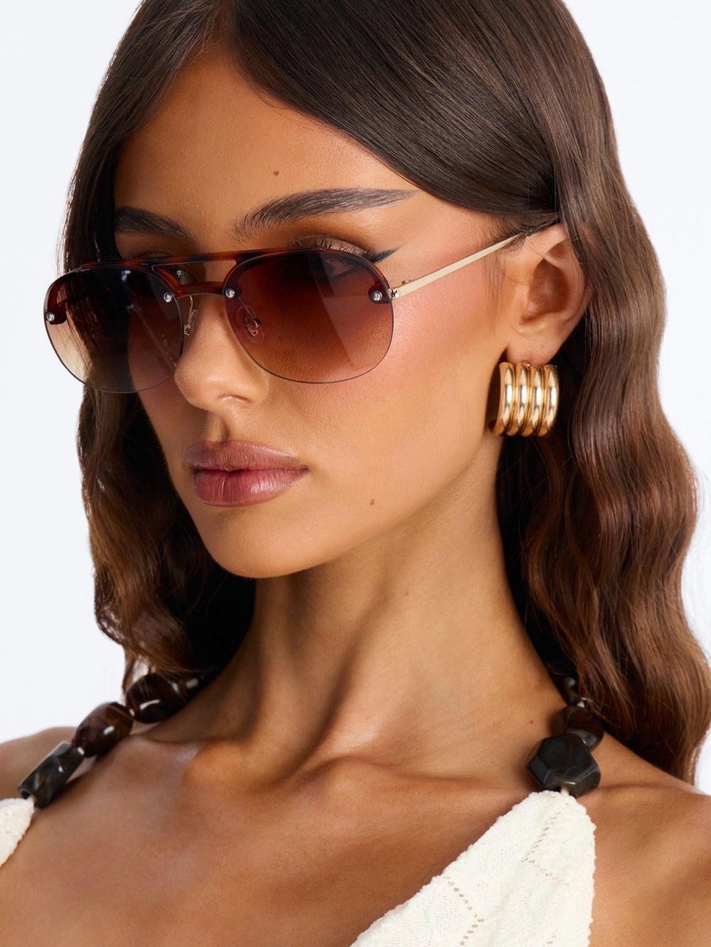 Fashion Nova Brown Gradient Aviator Sunglasses